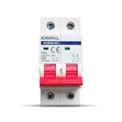 Kripal UKBN6-63 2-Pole 63A AC Miniature Circuit Breaker (MCB)