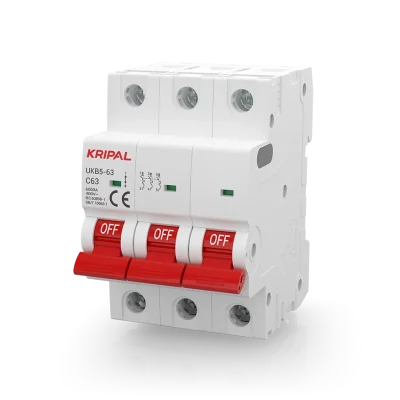 Kripal UKB5-63 3-Pole AC Miniature Circuit Breaker (MCB)