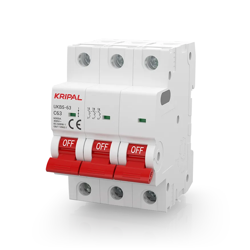 Kripal UKB5-63 3-Pole AC Miniature Circuit Breaker (MCB)