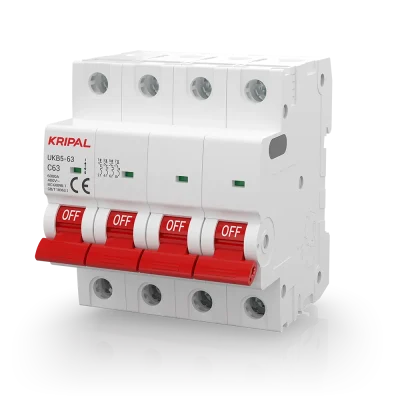 Kripal UKB5-63 4-Pole AC Miniature Circuit Breaker (MCB)